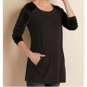 Soft Surroundings Velvet Sleeve Black Tunic Top Size 1X